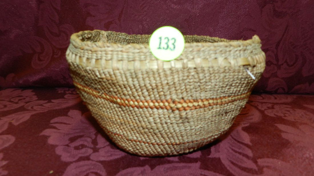 vintage hand woven Native American basket (one side: vintage hand woven Native American basket (one side handle loose)