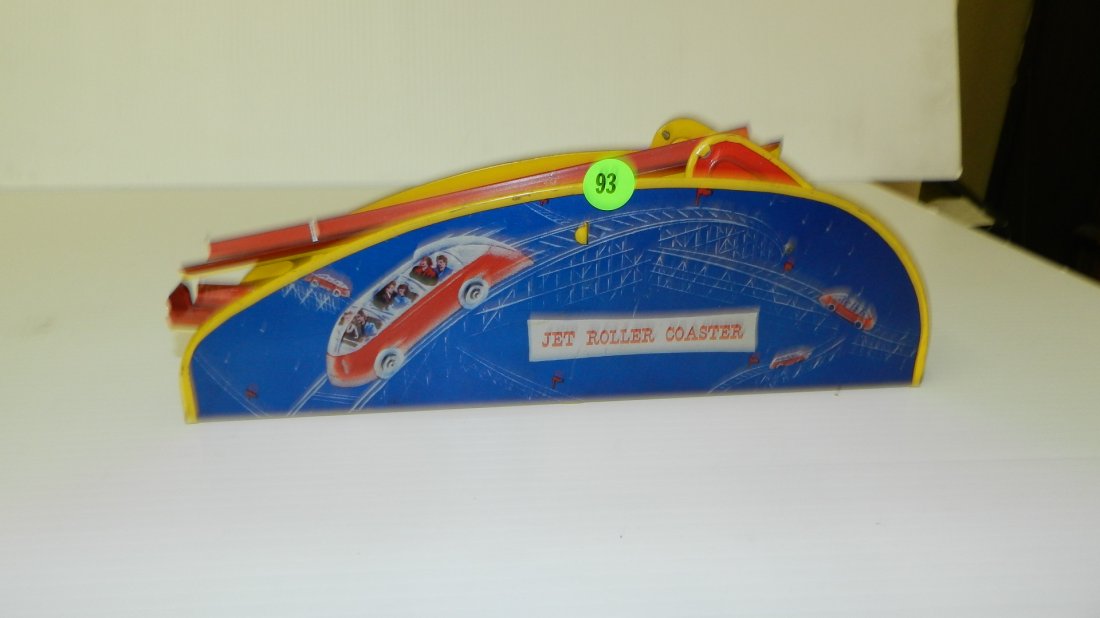 Vintage tin litho wind up toy, Jet Roller Coaster, by: Vintage tin litho wind up toy, Jet Roller Coaster, by Wolverine. 3 1/2 x 12