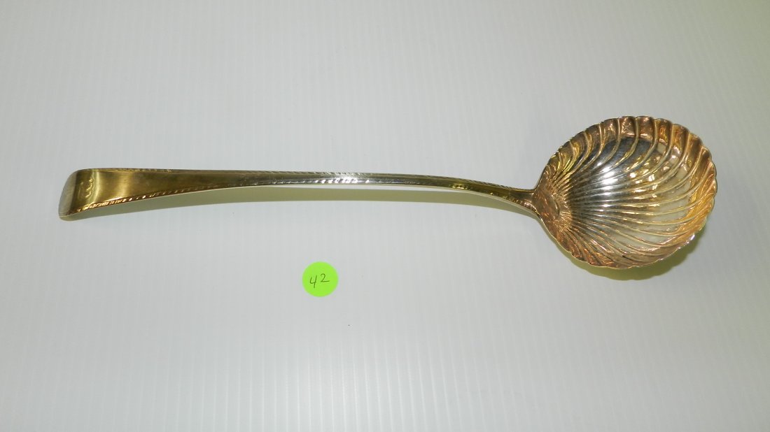 elegant antique (1785-1786) sterling silver ladle,: elegant antique (1785-1786) sterling silver ladle, master silversmith Hester Bateman, Cond VG for age truly museum quality! 13 1/4 x 3 1/2 approx. 129 Grams