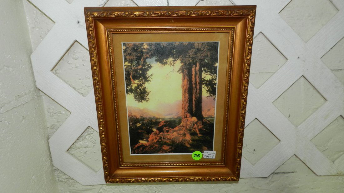 framed Maxfield Parrish style print: framed Maxfield Parrish style print