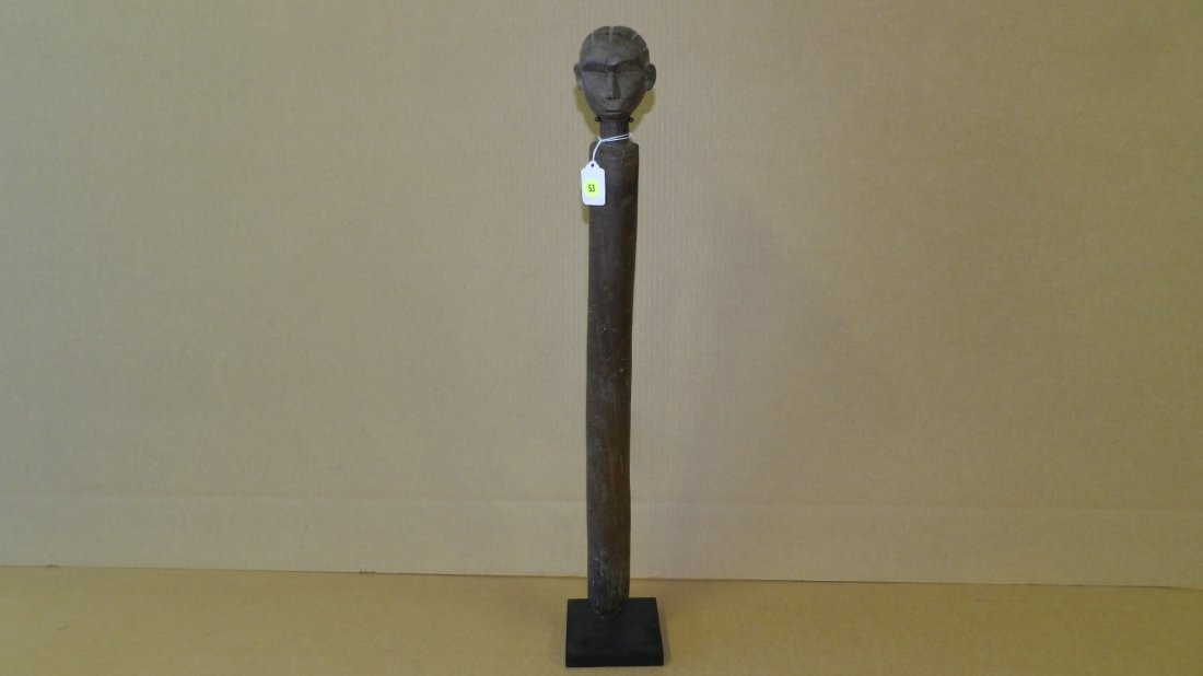 3460) East African carved staff with head finial from: 3460) East African carved staff with head finial from Tanzania, COND G, 28"