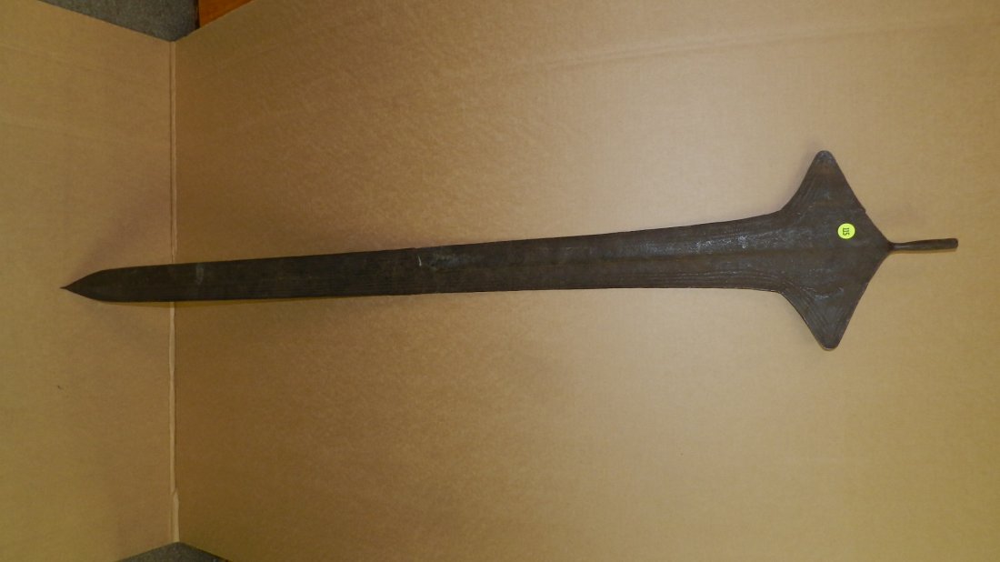 1184) African Liganda blade currency: doa (larger of: 1184) African Liganda blade currency: doa (larger of two sizes) made by the Tarumba. Used as bride price and to purchase canoes. Also used by the Topoke and Lokele people. From DR Congo. COND G, 58 1/
