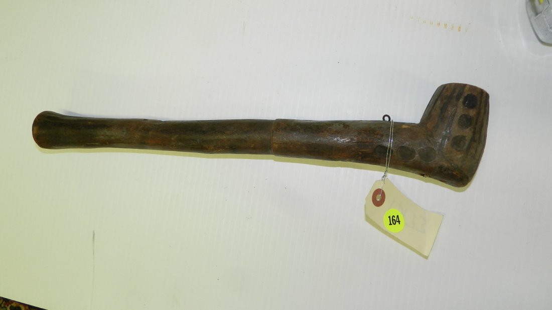 13173) African hand carved club? with dot design, 3 x 1: 13173) African hand carved club? with dot design, 3 x 15
