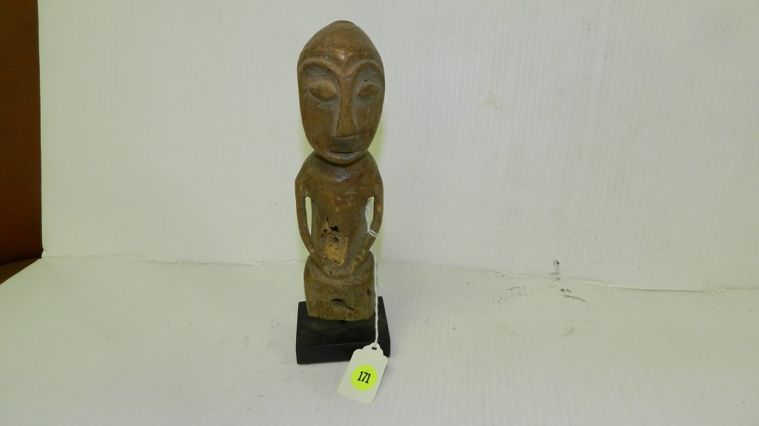 6930) African carved (Lega?) wood half figure. On Stand: 6930) African carved (Lega?) wood half figure. On Stand., as seen, 9 1/2 with the stand