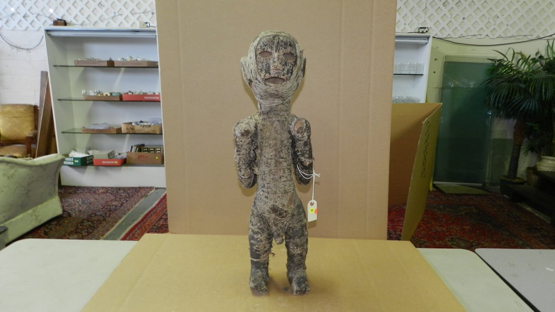 242) African carved Gogo wrapped male figure, from Tanz: 242) African carved Gogo wrapped male figure, from Tanzania. 32"