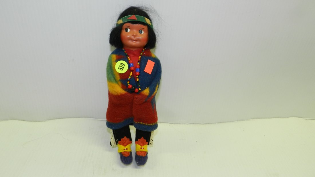 Original Antique / vintage Native American Skookum: Original Antique / vintage Native American Skookum doll, with painted face, wrapped in Navajo style