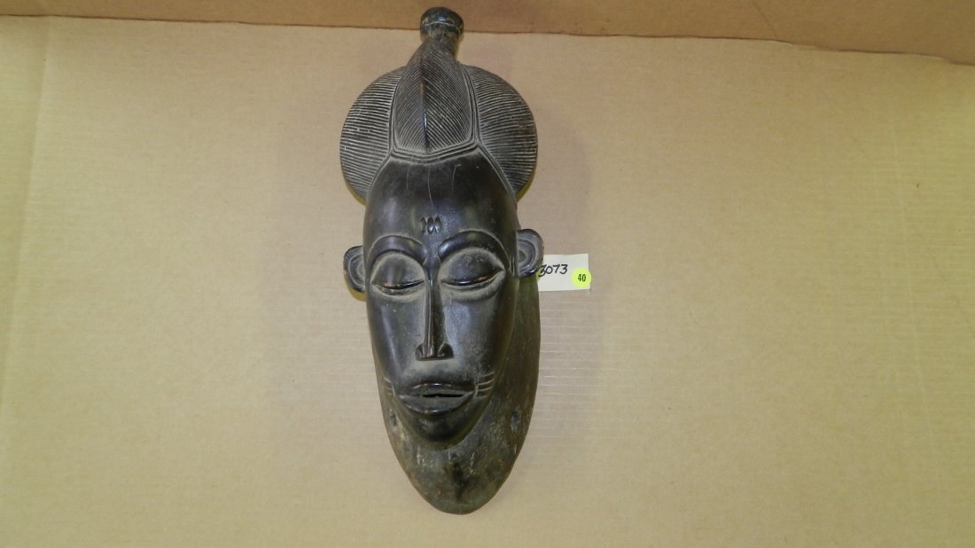 3073) African carved mask from Ivory Coast. 16 x 6 1/2: 3073) African carved mask from Ivory Coast. 16 x 6 1/2 x 6