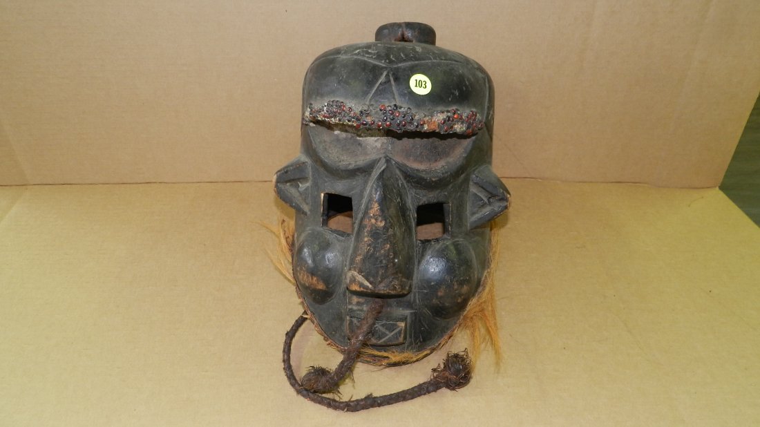 African hand carved mask. 12 x 11 x 8: African hand carved mask. 12 x 11 x 8