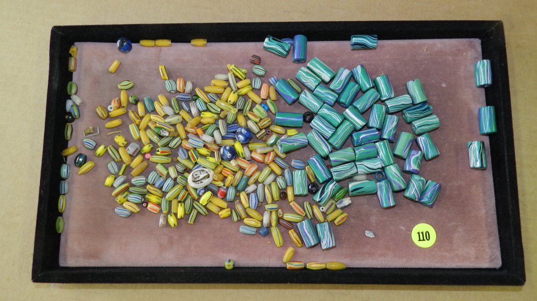B) Tray of African trade beads: B) Tray of African trade beads