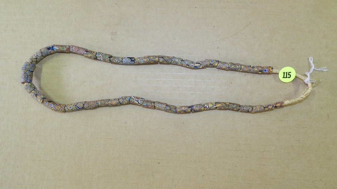 B) African trade bead necklace 14": B) African trade bead necklace 14"
