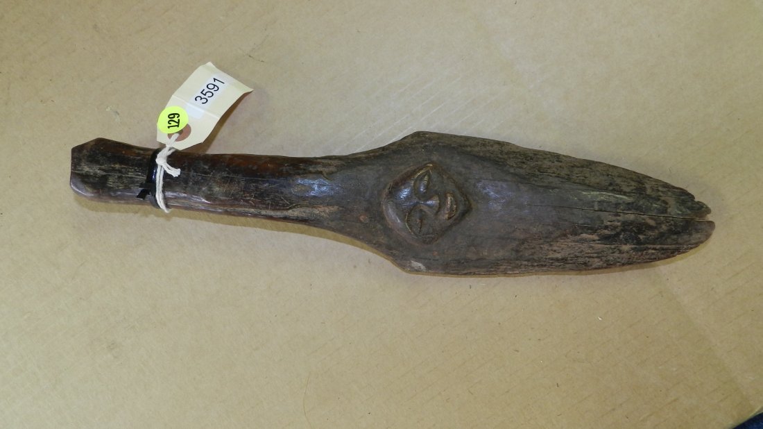 3591) African carved Luba initiation path smoothers,: 3591) African carved Luba initiation path smoothers, from DR Congo. 15 x 3 3/4"