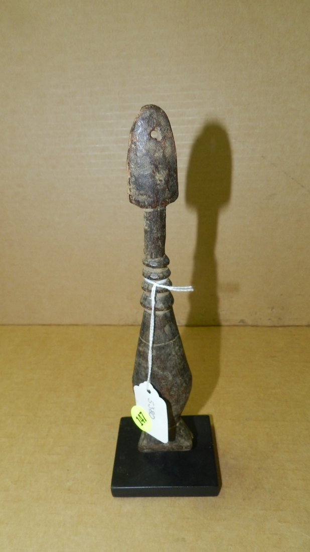 5380) unique hand carved African whistle on stand, 10: 5380) unique hand carved African whistle on stand, 10 1/2 from West Africa
