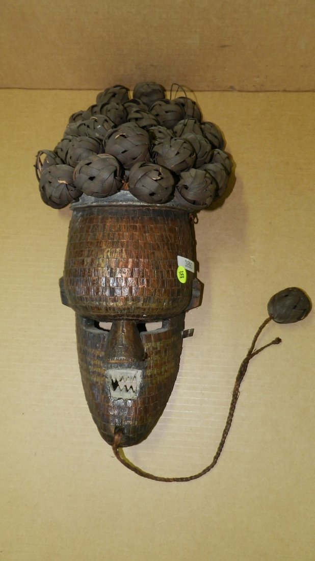 3890) unique African Copper covered Salampasu Mask 18 x: 3890) unique African Copper covered Salampasu Mask 18 x 9 x 6 from the DR Congo