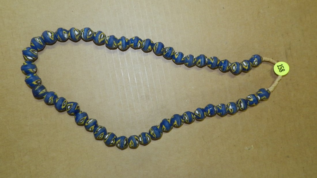 B) African trade bead necklace 12": B) African trade bead necklace 12"