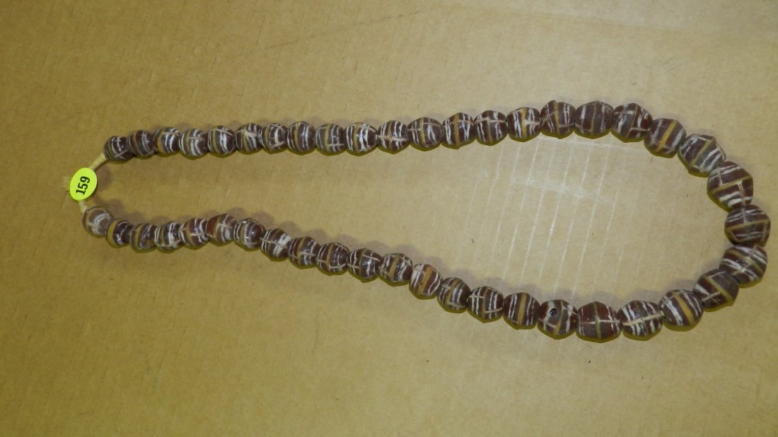 B) African trade bead necklace 14": B) African trade bead necklace 14"