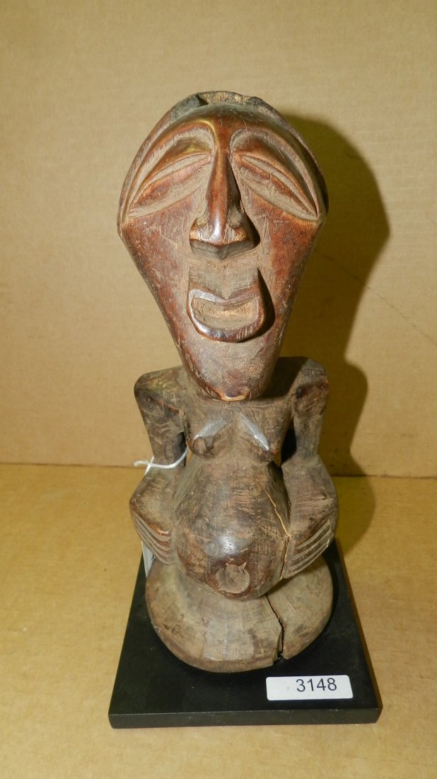 3148) African Songye 1/2 figure (crack) 12 x 5: 3148) African Songye 1/2 figure (crack) 12 x 5
