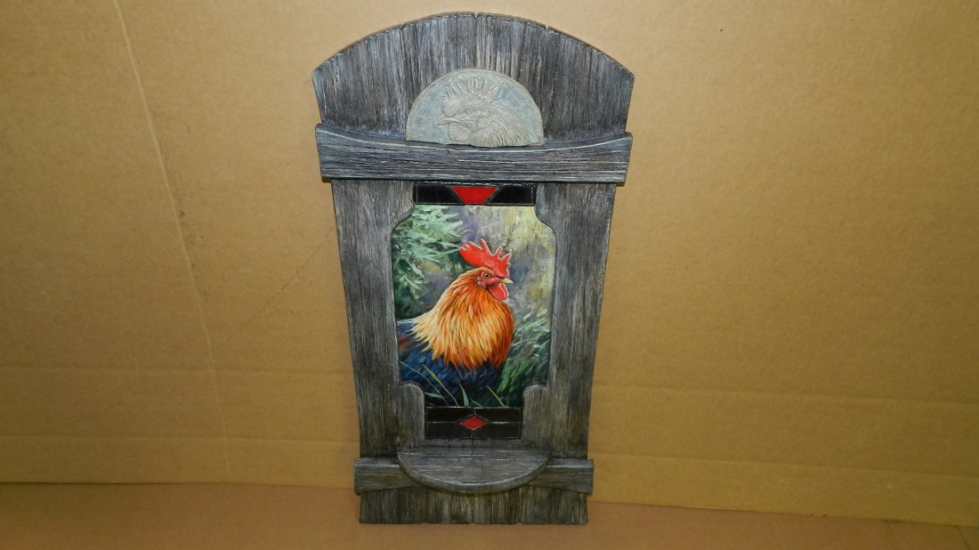 original oil painting by master local artist Gary: original oil painting by master local artist Gary Peterson "Watchful Rooster" frame is 30 1/2 x 14 1/2