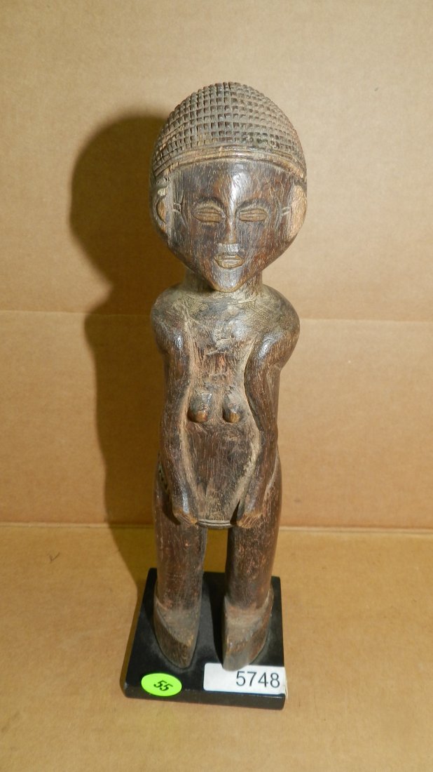 5748) Central African carved standing female figure. 10: 5748) Central African carved standing female figure. 10 1/4"