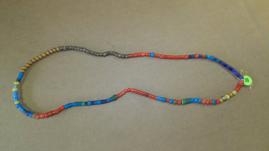 B) African trade bead necklace. 17": B) African trade bead necklace. 17"