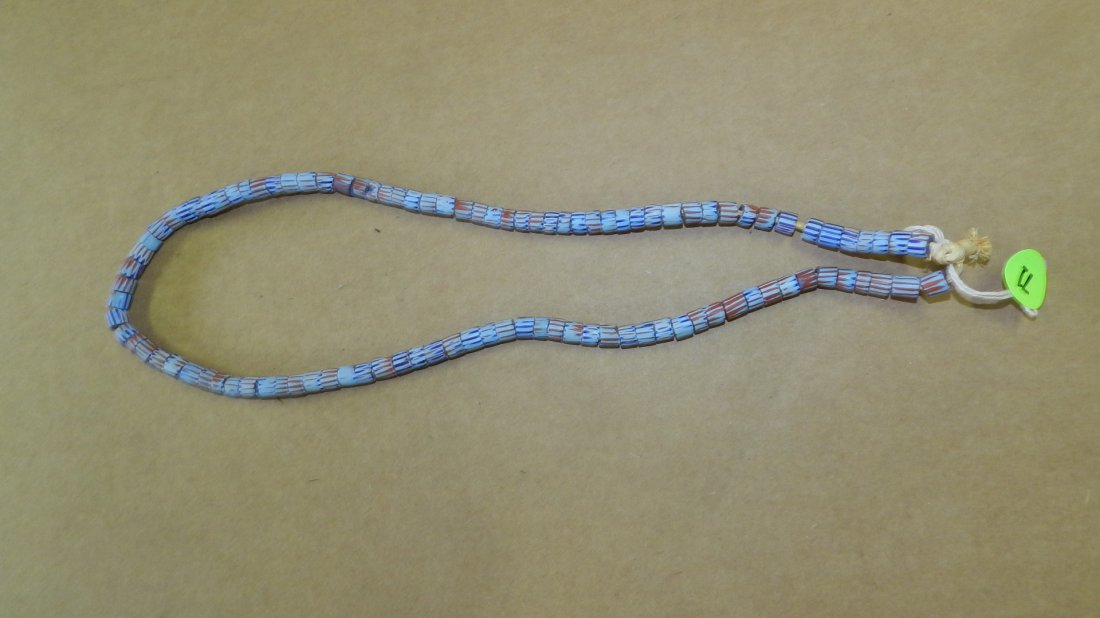 B) African trade bead necklace. 12": B) African trade bead necklace. 12"
