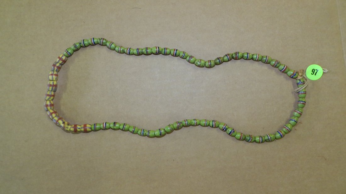 B) African trade bead necklace 13": B) African trade bead necklace 13"