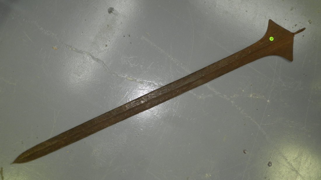 1184) African metal money blade sword 59": 1184) African metal money blade sword 59" Shipping Alert * this item is larger than what our shippers can handle, we can still offer to ship this item to you with our "In-house" shipping, but we'll ne
