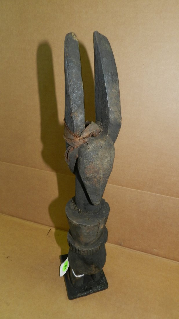 5641) African carved Ikenga figure, Charred/fire: 5641) African carved Ikenga figure, Charred/fire damaged 16 1/4 Igbo Nigeria