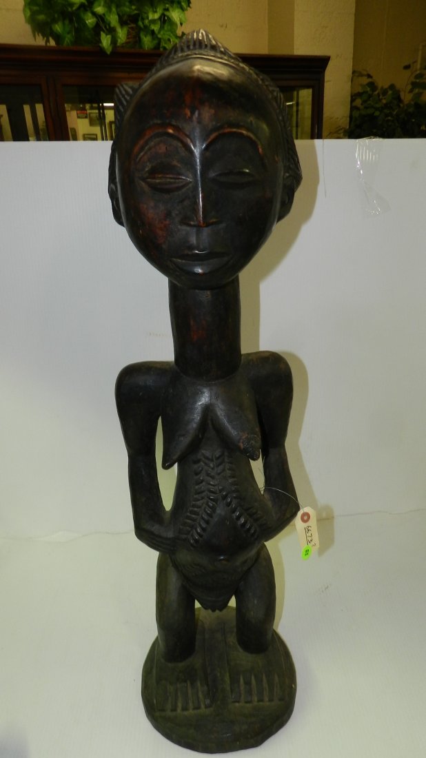 6673?) African carved Female standing figure Hemba, DR: 6673?) African carved Female standing figure Hemba, DR Congo 34"