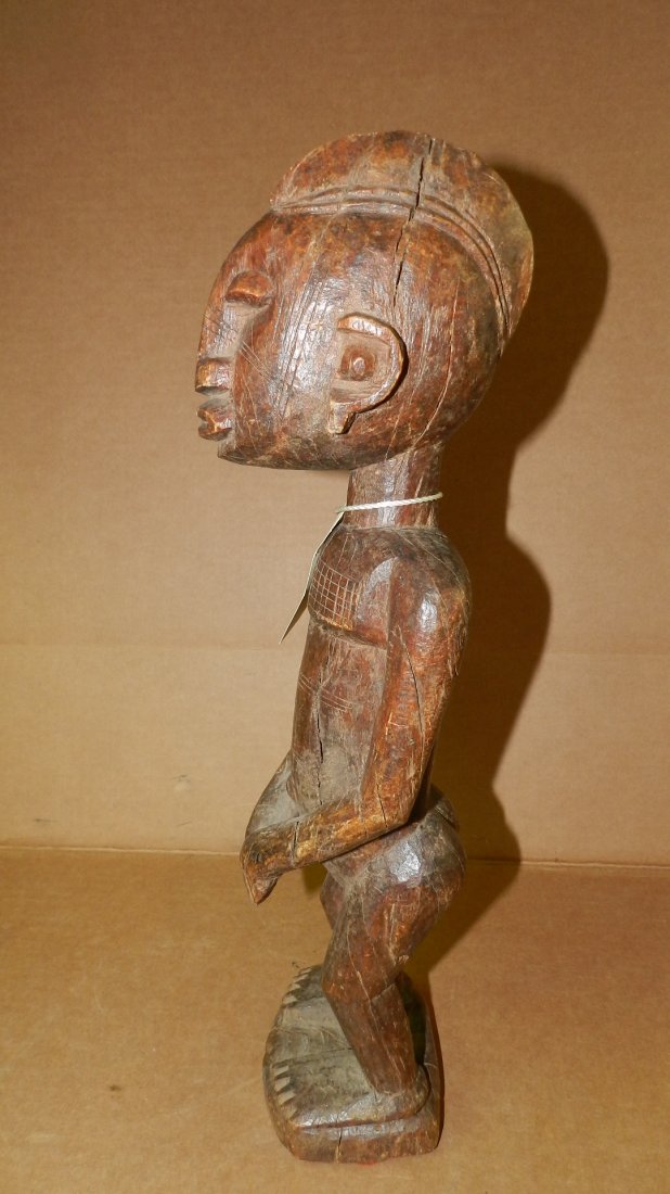 2366) African carved standing figure on pedestal. 16": 2366) African carved standing figure on pedestal. 16"