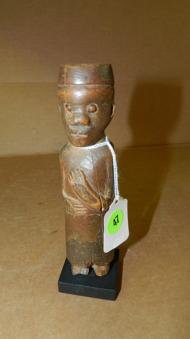 3914) Central African wooden figure. 7" w/stand: 3914) Central African wooden figure. 7" w/stand
