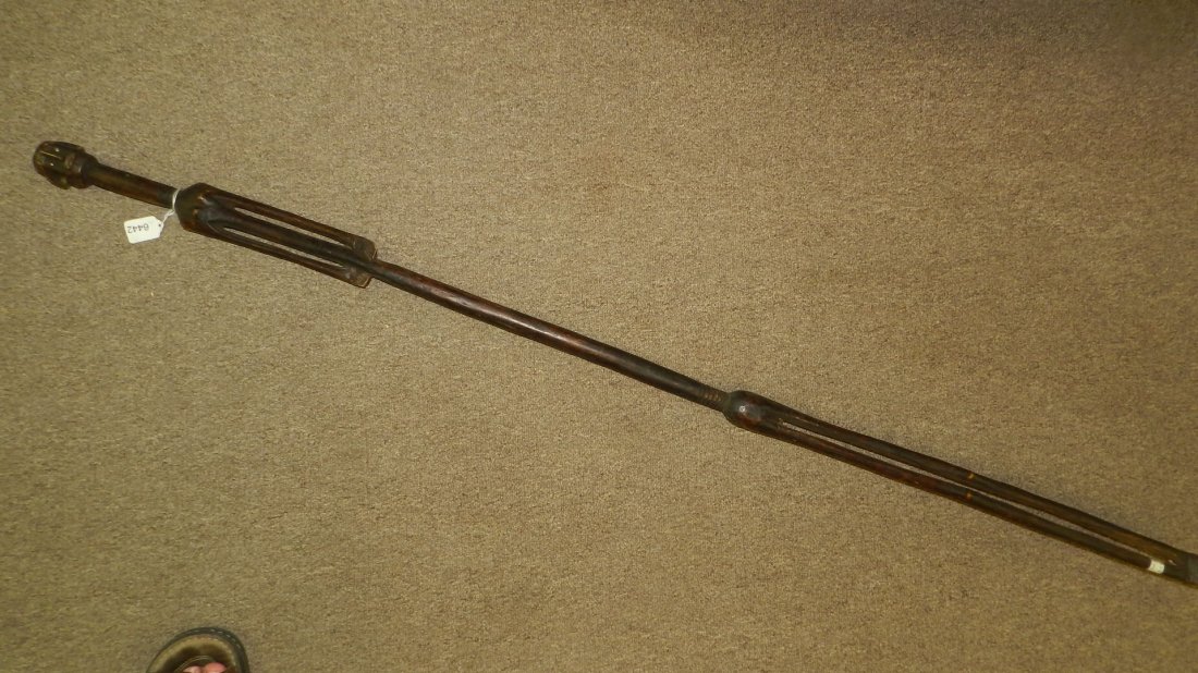 6442) East African carved staff, from Tanzania. 60": 6442) East African carved staff, from Tanzania. 60"