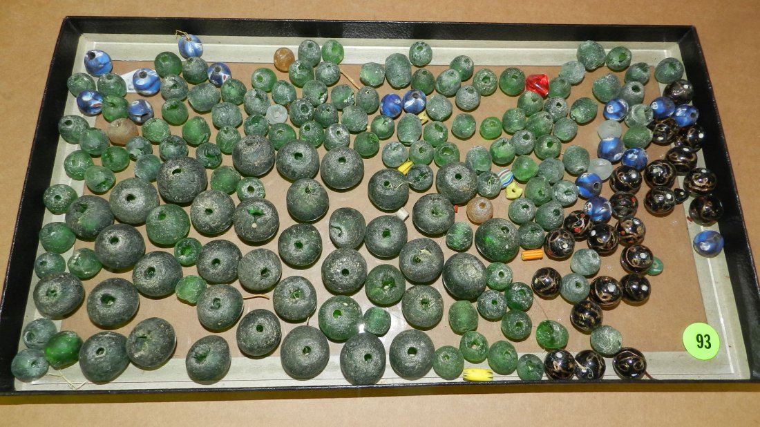 B) Tray of African beads, no tray.: B) Tray of African beads, no tray.