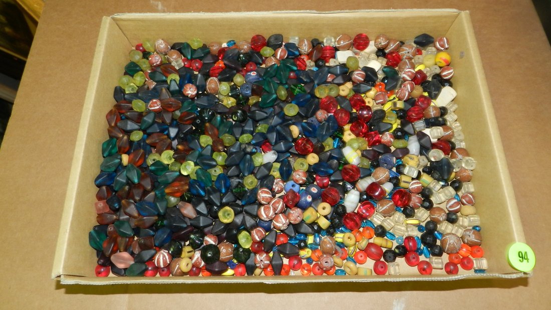 B) B) Tray of African beads, no tray.: B) B) Tray of African beads, no tray.
