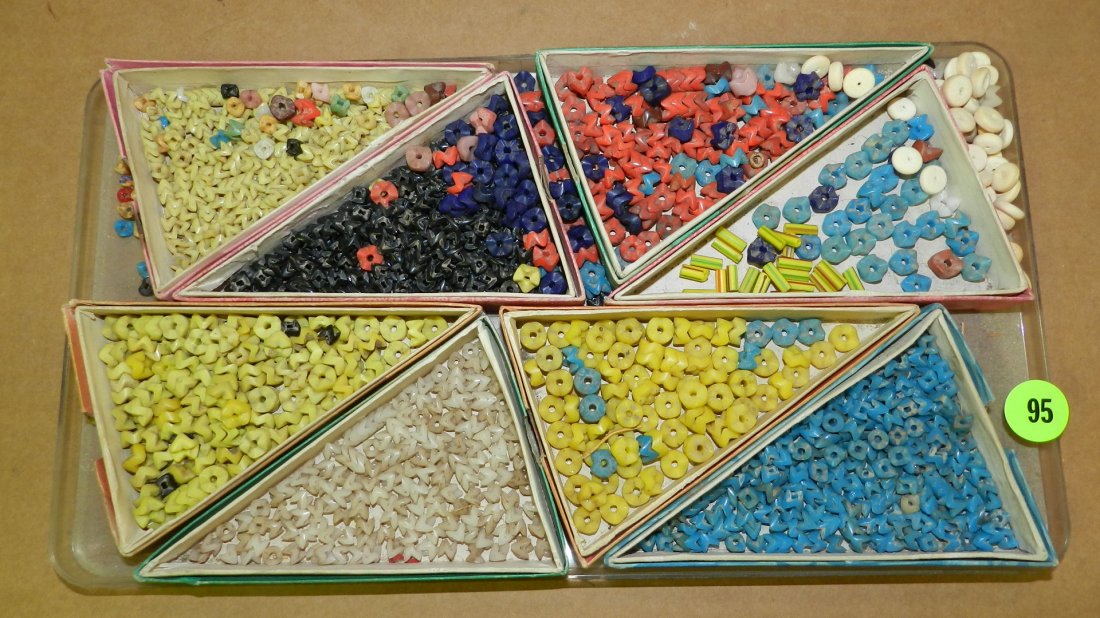 B) Tray of African beads, no tray.: B) Tray of African beads, no tray.