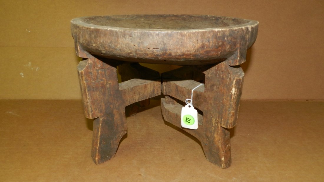 7111) East African carved stool, 9 x 11: 7111) East African carved stool, 9 x 11