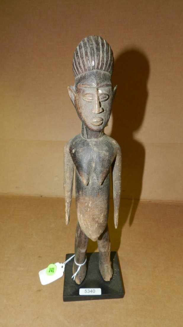 5340) West Africa carved Female standing figure 13 3/4: 5340) West Africa carved Female standing figure 13 3/4