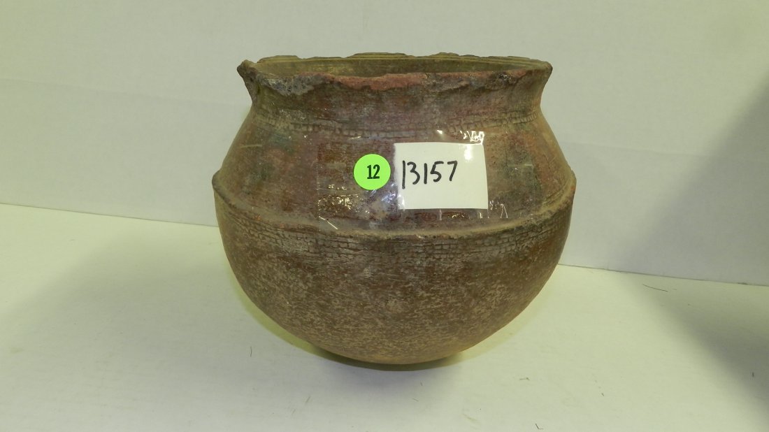 13157) African ceramic pot, edge as found. 8 1/2 x 10: 13157) African ceramic pot, edge as found. 8 1/2 x 10