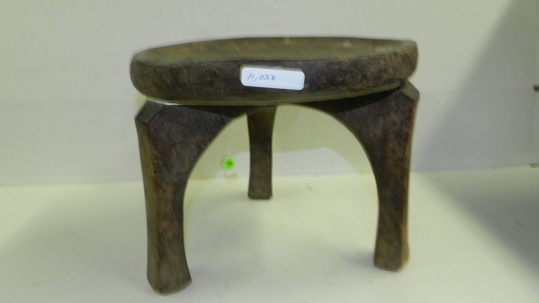 11038) East African carved 3 legged stool. 9 1/2 x 11: 11038) East African carved 3 legged stool. 9 1/2 x 11