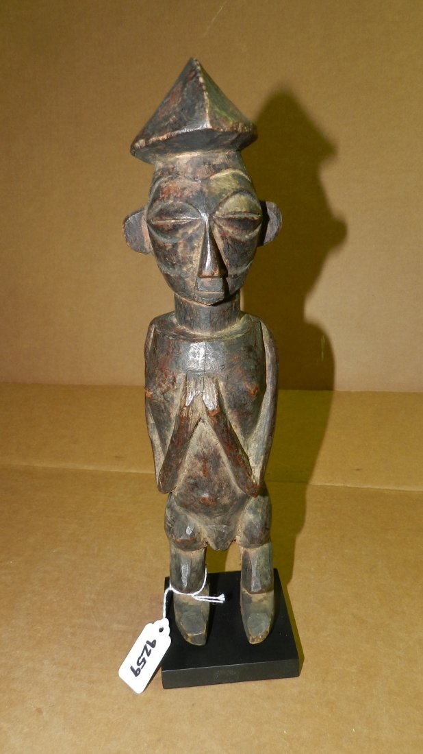9259) African carved Yaka standing figure, From DR Cong: 9259) African carved Yaka standing figure, From DR Congo. 14" w/stand.