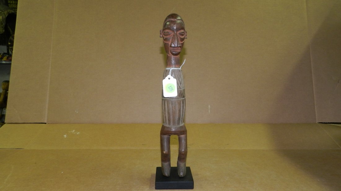 9258) African carved figure, Teke? From DR Congo. 14" w: 9258) African carved figure, Teke? From DR Congo. 14" w/stand