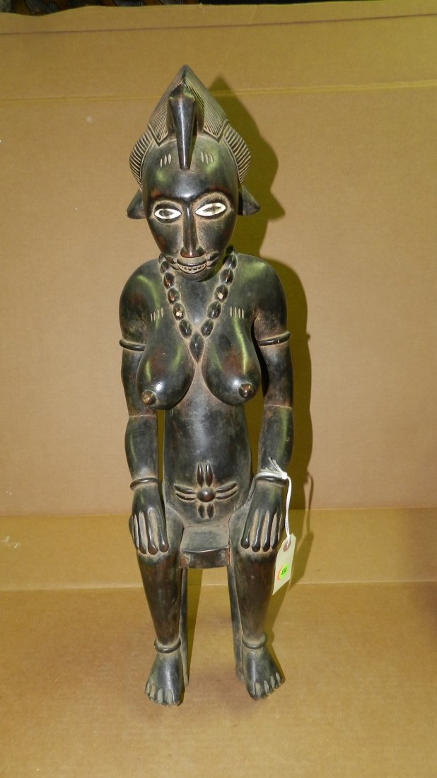 5716) African carved standing Senufo figure, from Ivory: 5716) African carved standing Senufo figure, from Ivory Coast. 27"