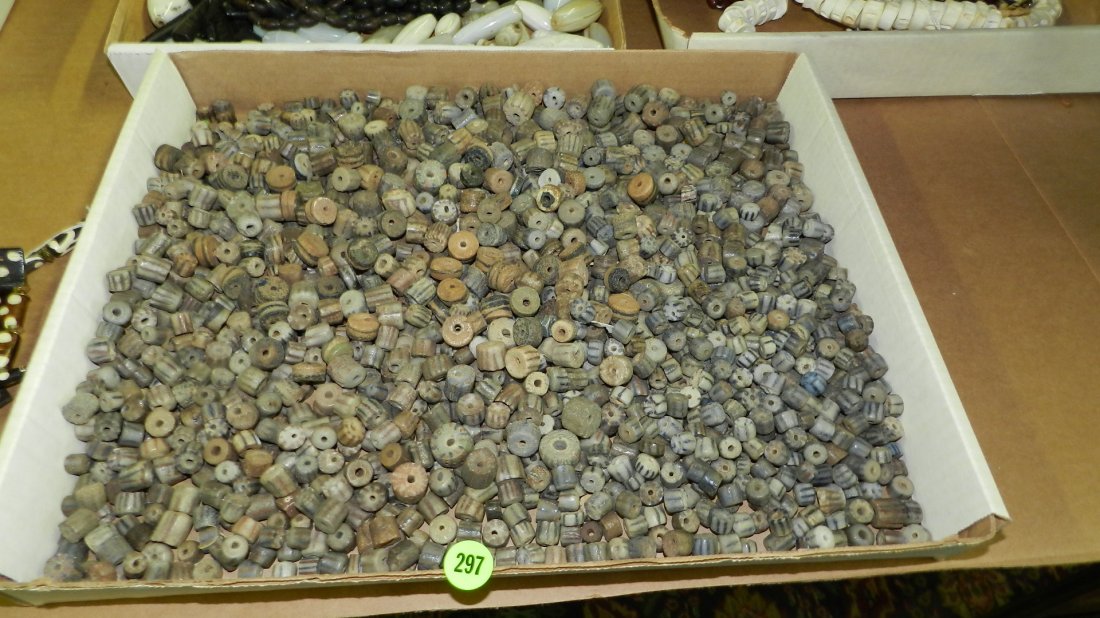 B) tray of African trade beads, various sizes, styles,: B) tray of African trade beads, various sizes, styles, materials, NO tray