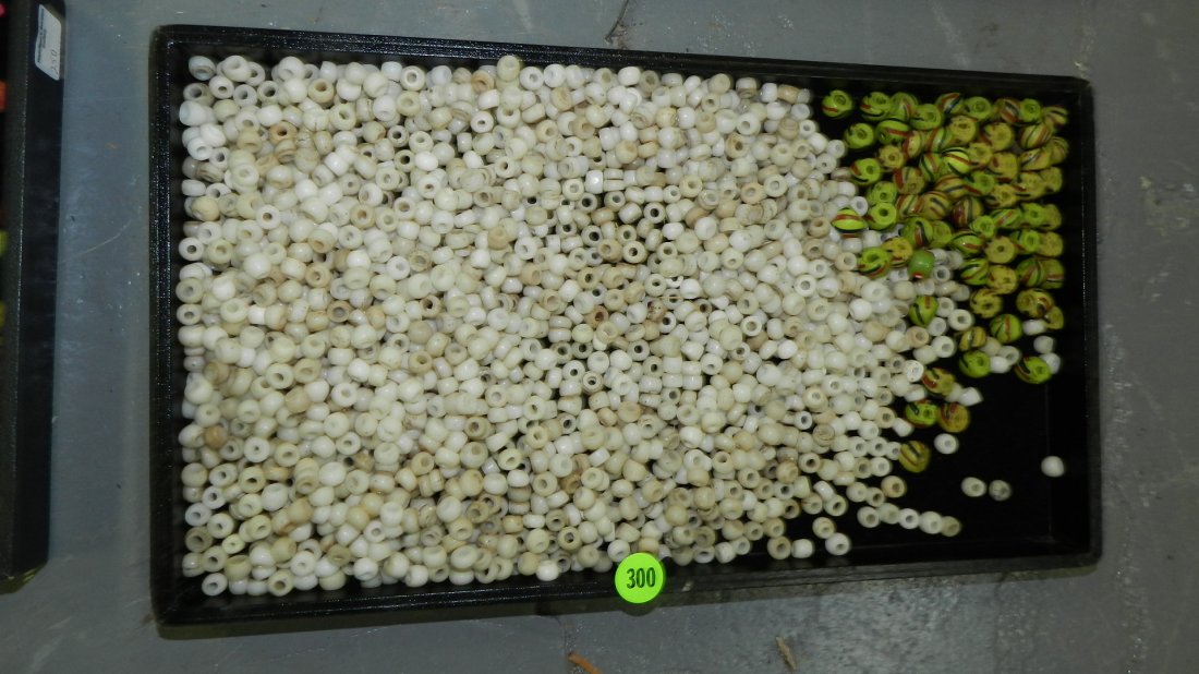 B) tray of African trade beads, various sizes, styles,: B) tray of African trade beads, various sizes, styles, materials, NO tray