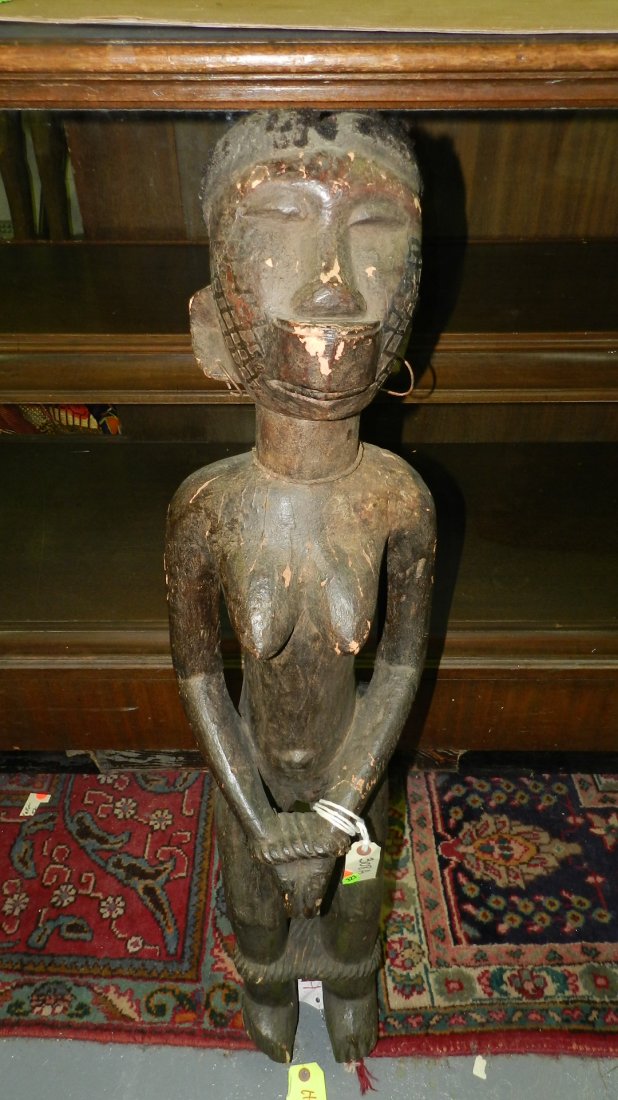 308A) African carved woman with her hands and feet tied: 308A) African carved woman with her hands and feet tied, 40" SSR