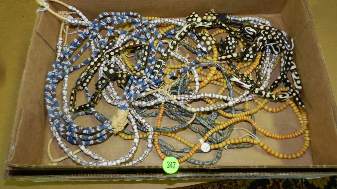 large group of handmade African trade bead necklaces, N: large group of handmade African trade bead necklaces, No tray