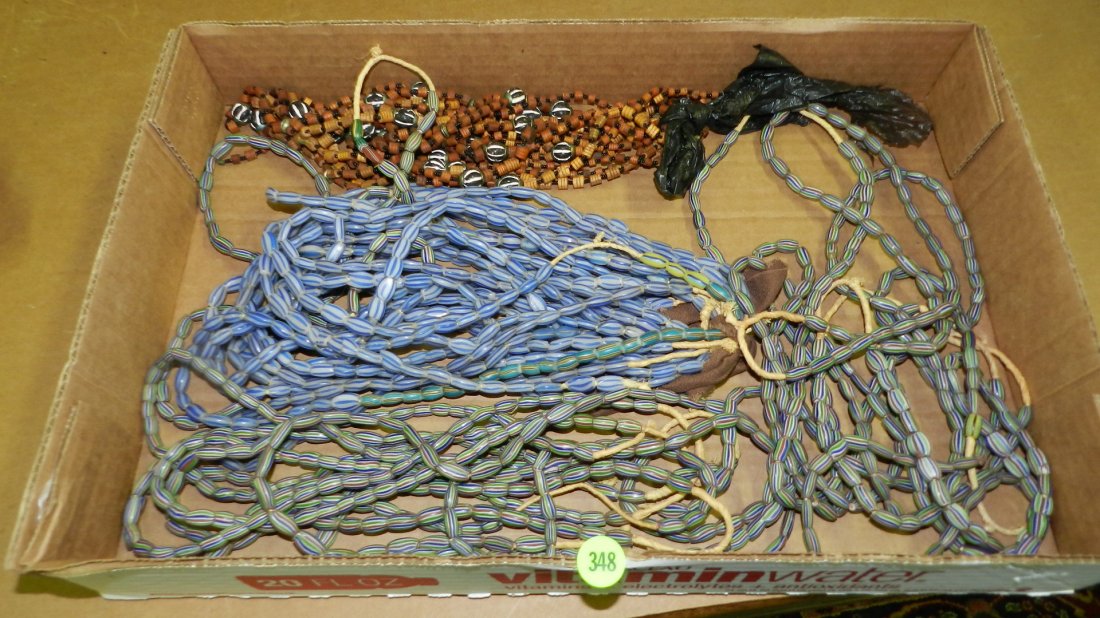large group of handmade African trade bead necklaces, N: large group of handmade African trade bead necklaces, No tray