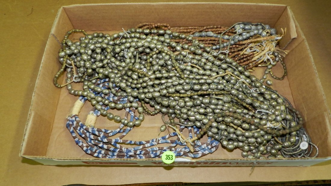 large group of handmade African trade bead necklaces, N: large group of handmade African trade bead necklaces, No tray