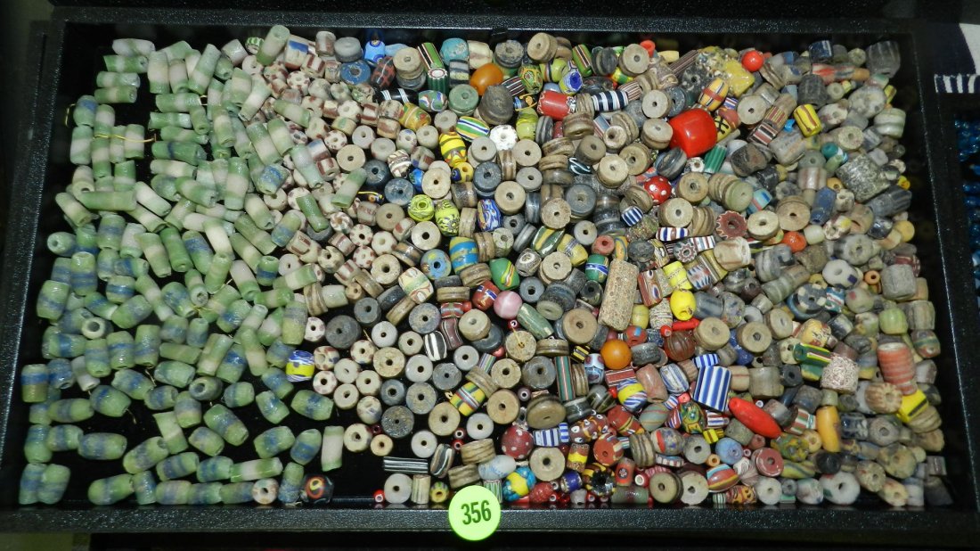large group of handmade African trade bead necklaces, N: large group of handmade African trade bead necklaces, No tray