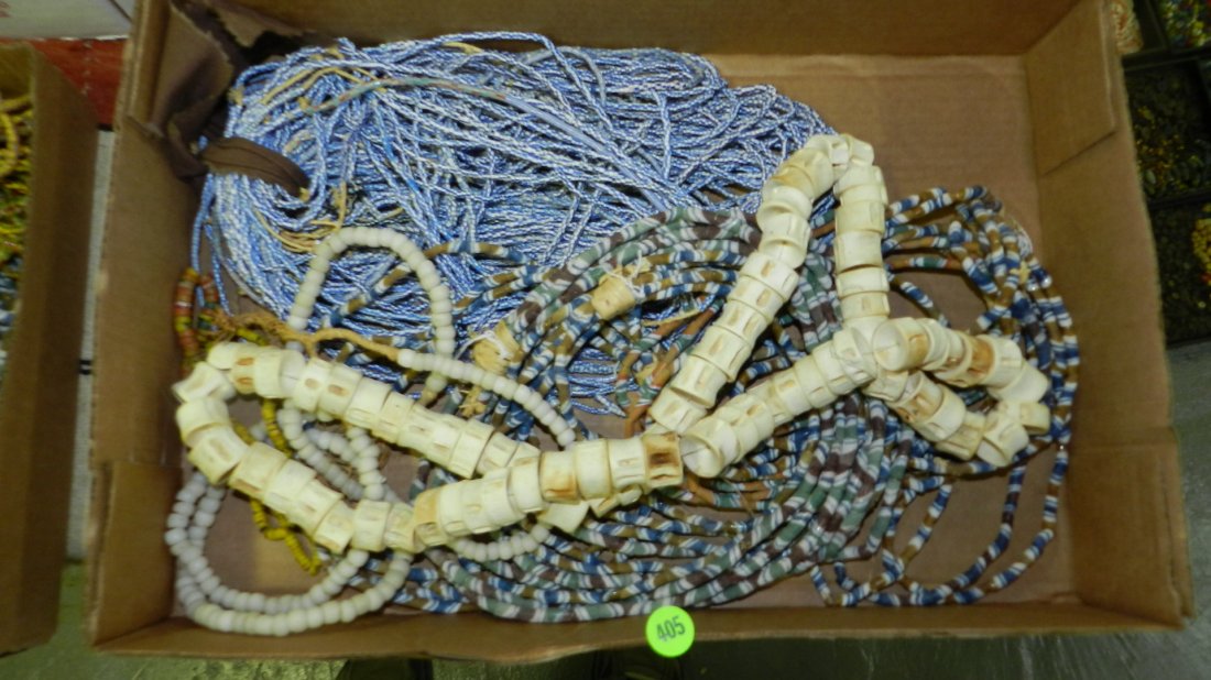 large group of handmade African trade bead necklaces, N: large group of handmade African trade bead necklaces, No tray