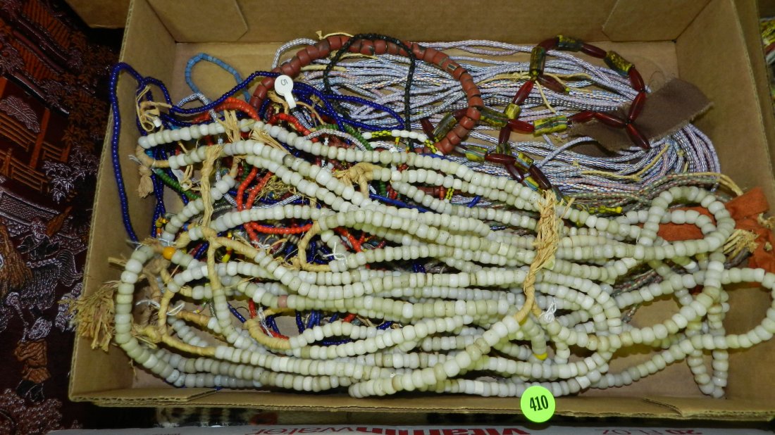 large group of handmade African trade bead necklaces, N: large group of handmade African trade bead necklaces, No tray